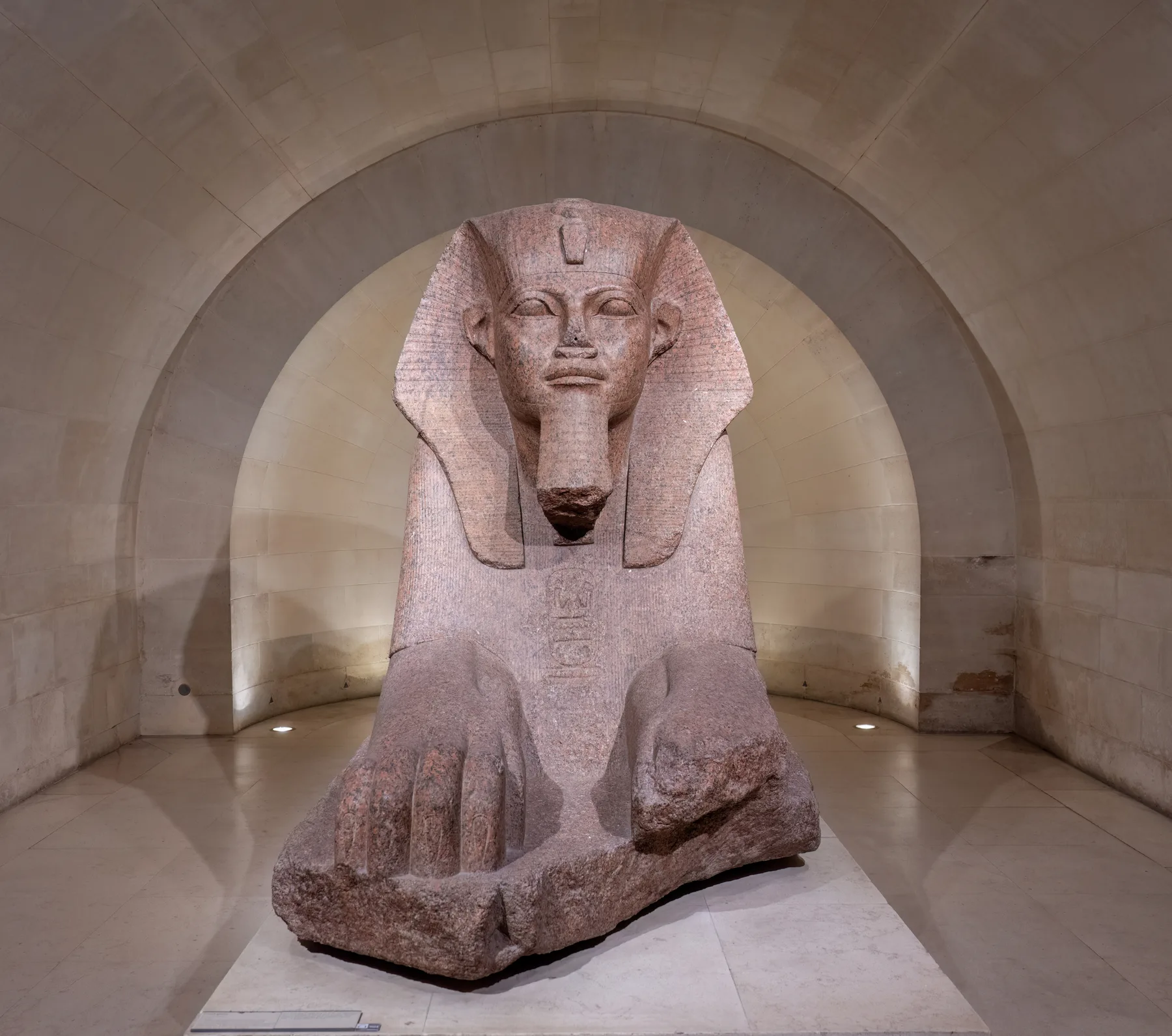 Great Sphinx of Tanis displayed in a museum gallery